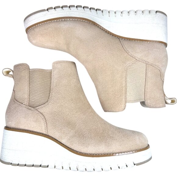Cole Haan ZeroGrand Suede City Wedge Boots Beige Size 8 Casual Minimalist - Picture 11 of 13